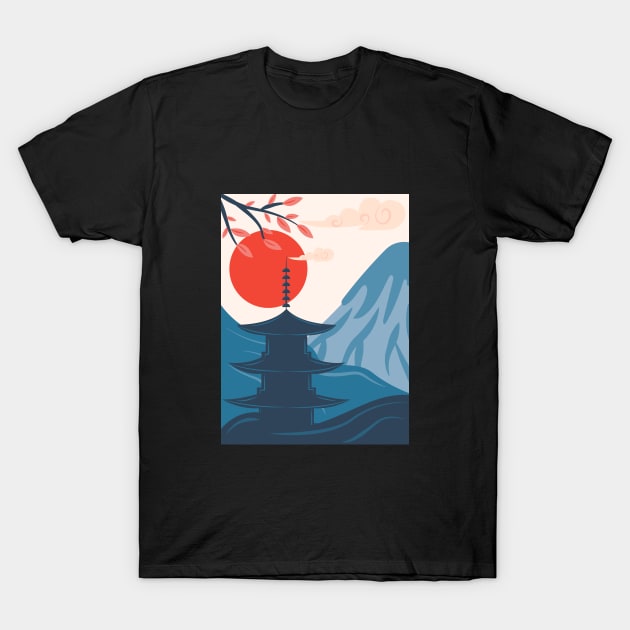 Sunset in Japan T-Shirt by DLEVO